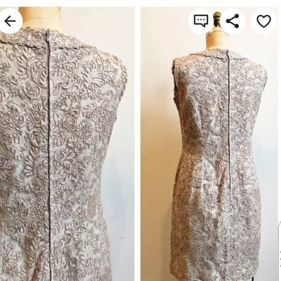 True Vintage J.H. Strauss 60's Luxury Lace Jacquard Shift Dress Made in France - Picture 5 of 16